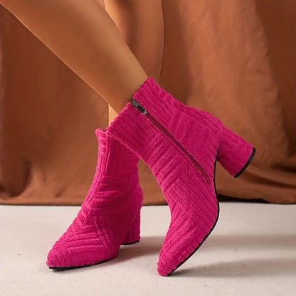 Damenstiefel mit dickem Absatz in Uni-Farbe – Lisa