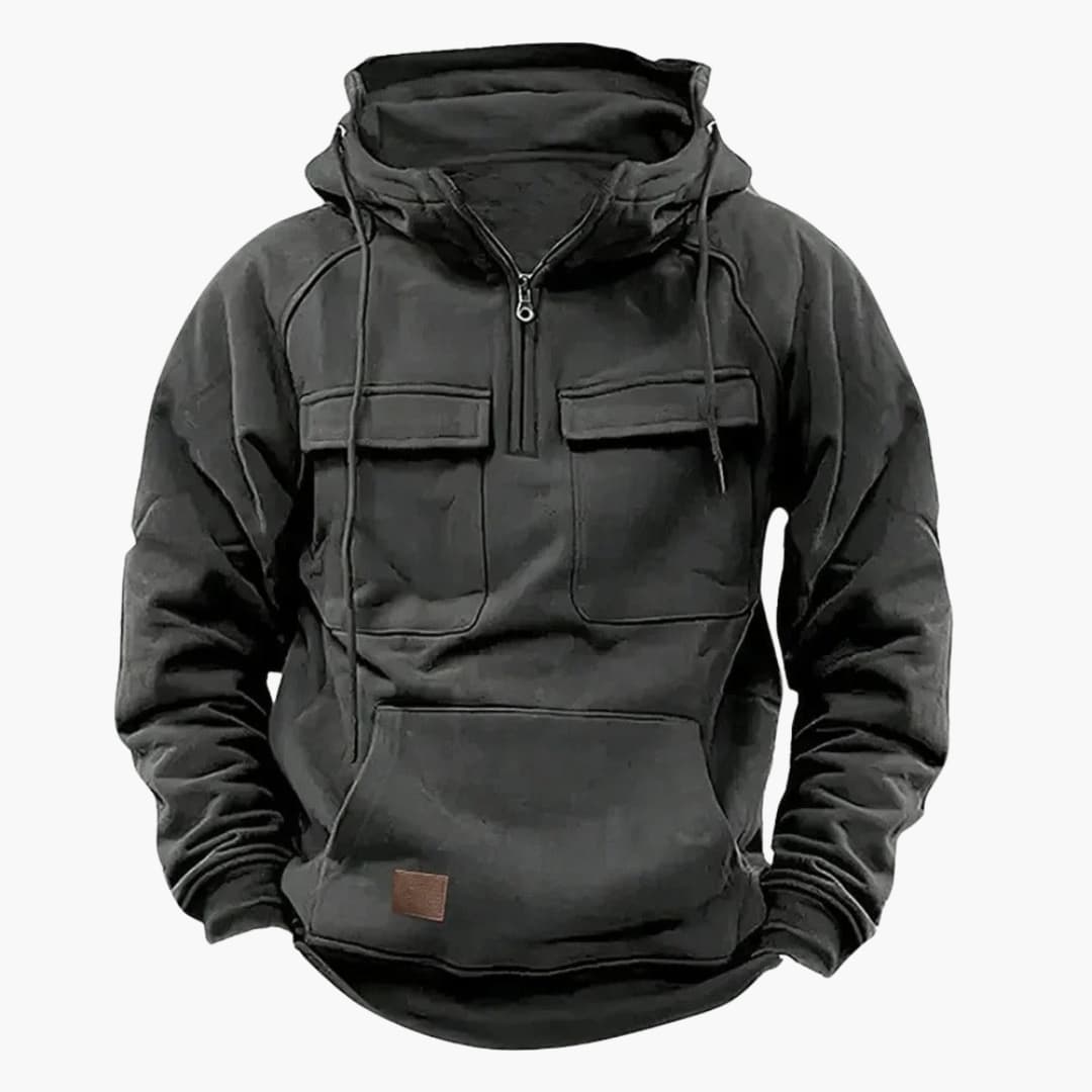 Men's Half-Zip Hoodie with Chest Pockets