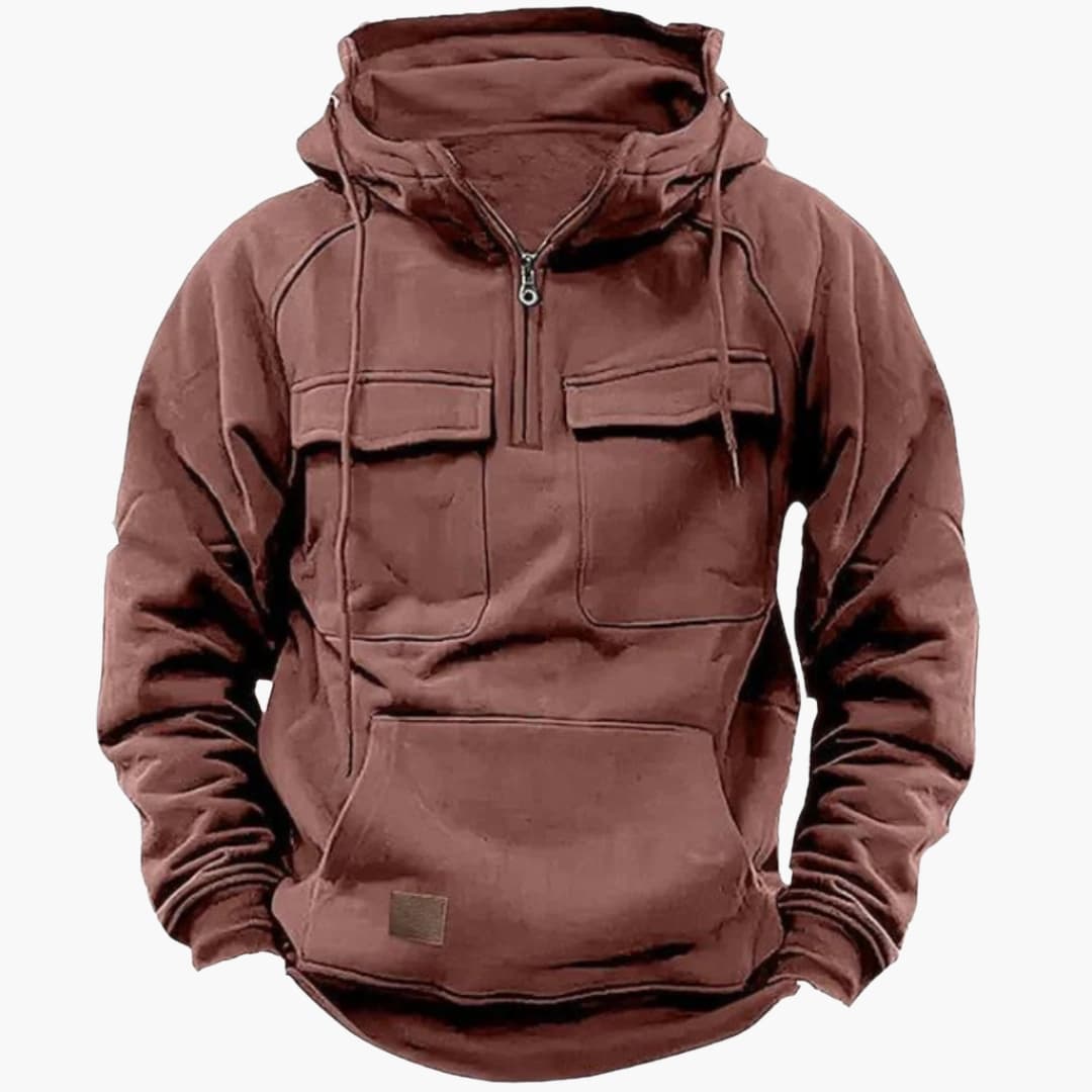 Men's Half-Zip Hoodie with Chest Pockets