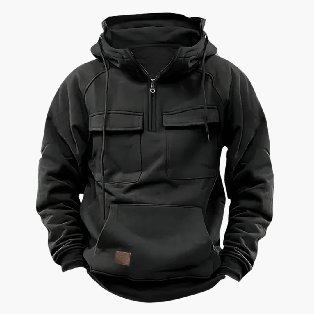 Men's Half-Zip Hoodie with Chest Pockets