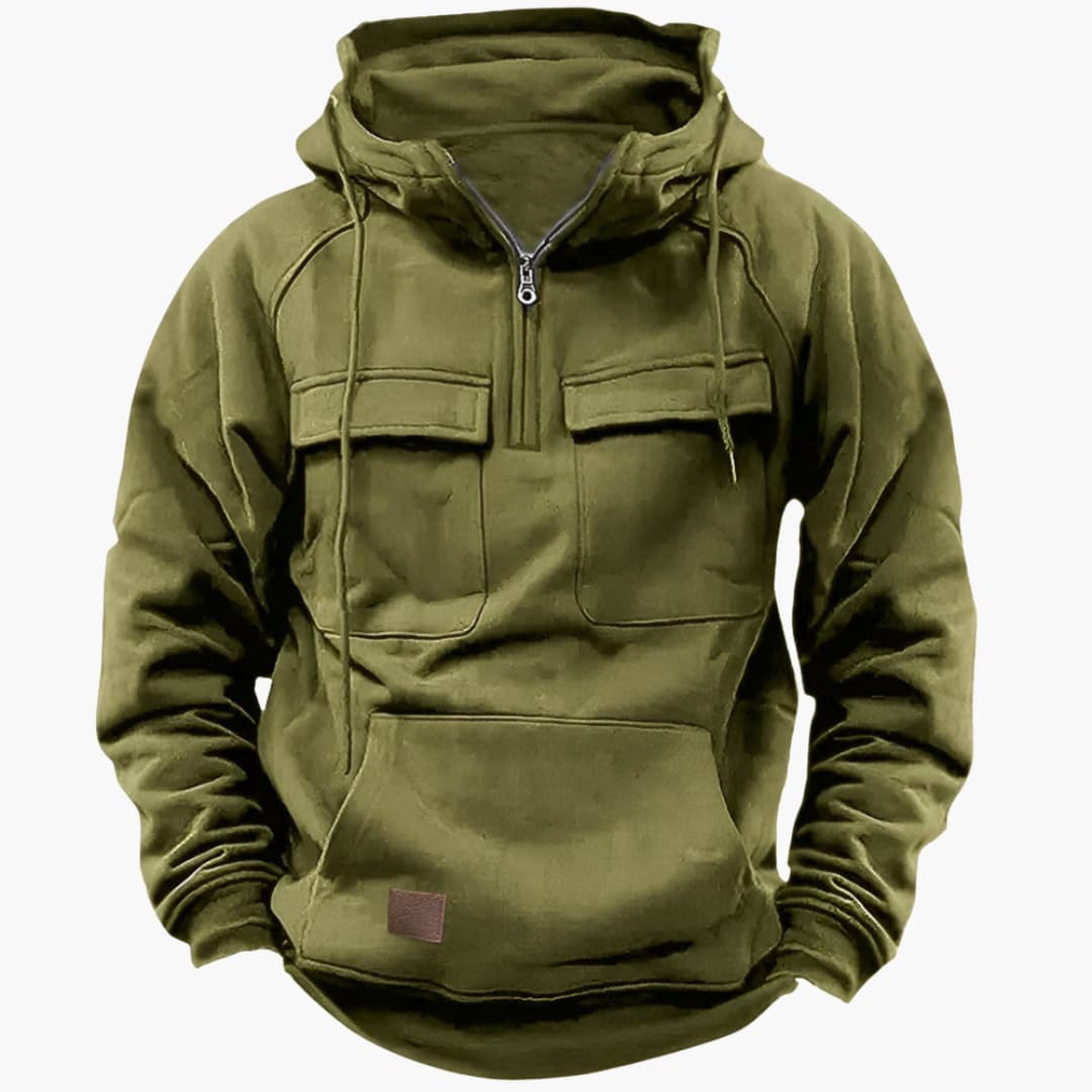 Men's Half-Zip Hoodie with Chest Pockets