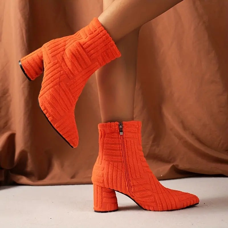 Damenstiefel mit dickem Absatz in Uni-Farbe – Lisa