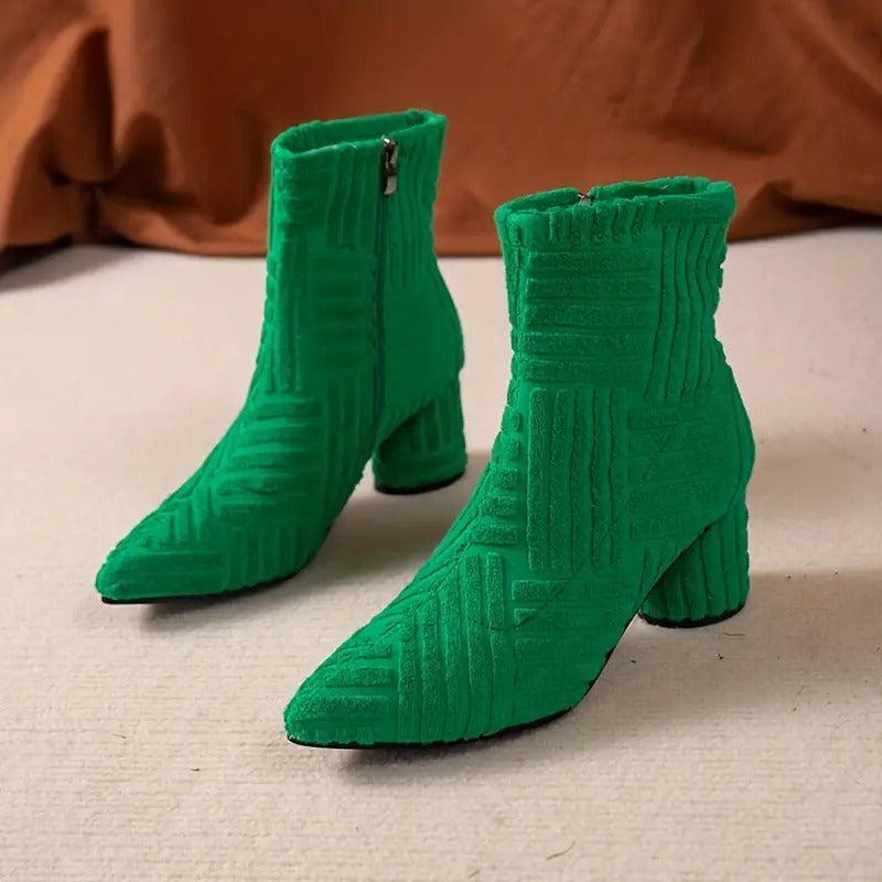 Damenstiefel mit dickem Absatz in Uni-Farbe – Lisa