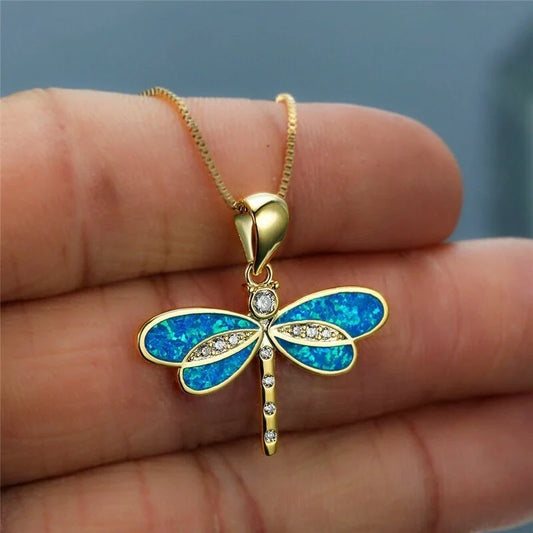 Enrica Dragonfly | collar de ópalo dorado para mujer - Un regalo encantador para dar