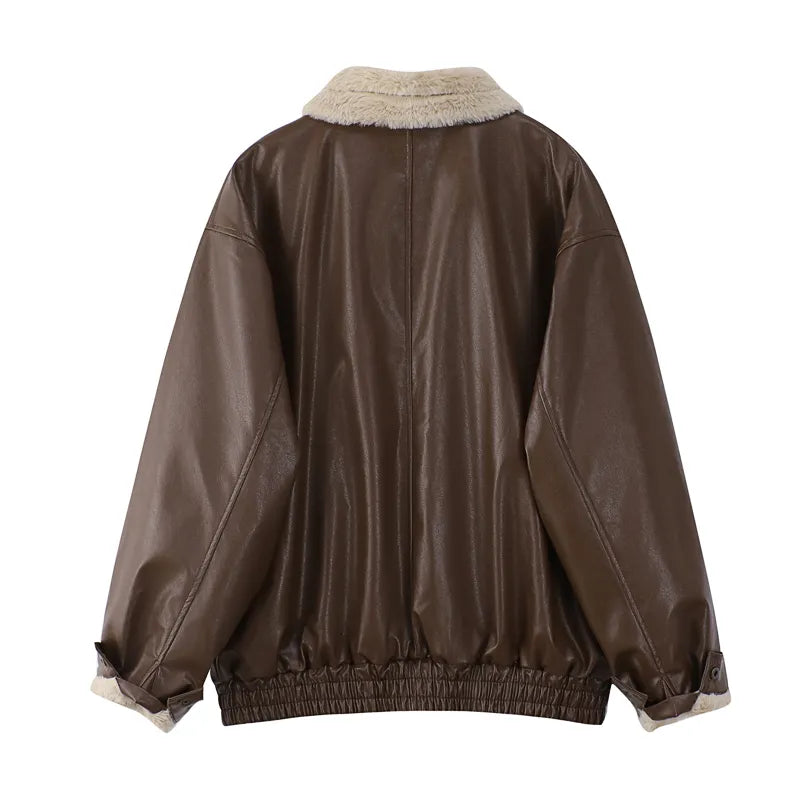 Large Leather Winter Coat - Primera