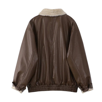 Large Leather Winter Coat - Primera