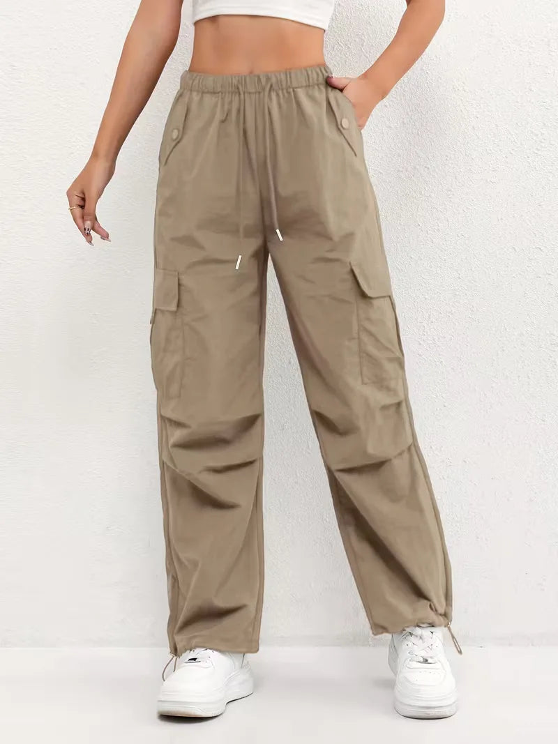 High-Waisted Cargo Trousers