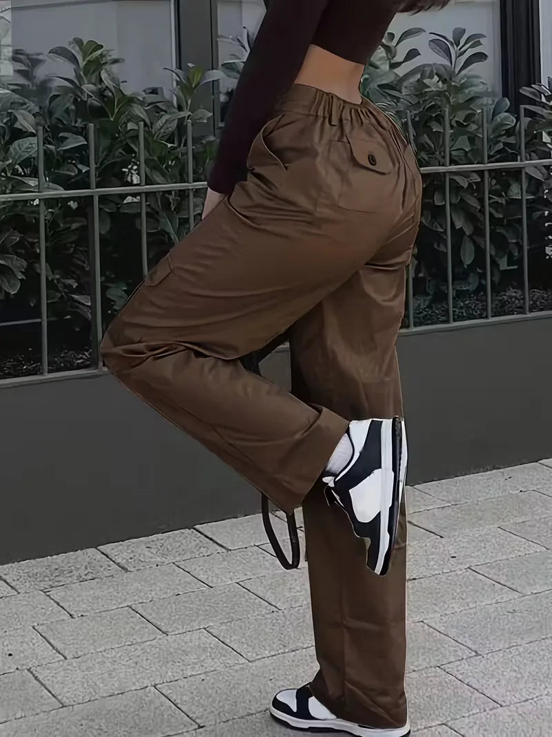 High-Waisted Cargo Trousers
