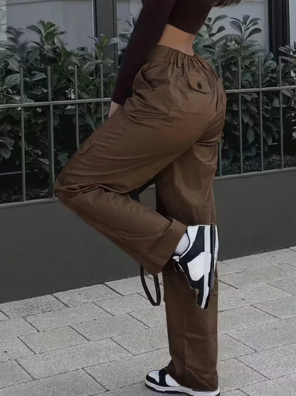 High-Waisted Cargo Trousers