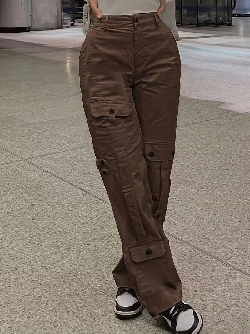 High-Waisted Cargo Trousers