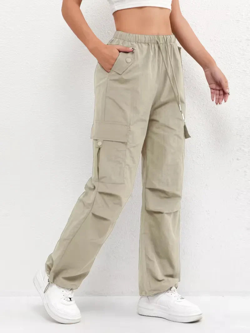 High-Waisted Cargo Trousers
