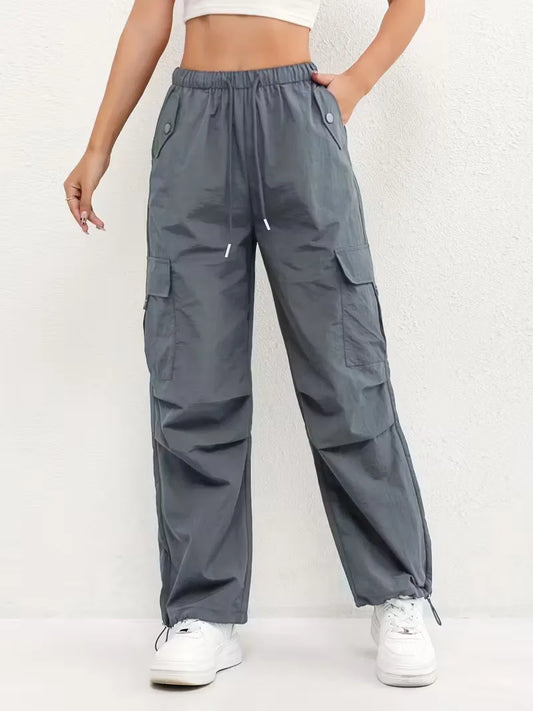 High-Waisted Cargo Trousers