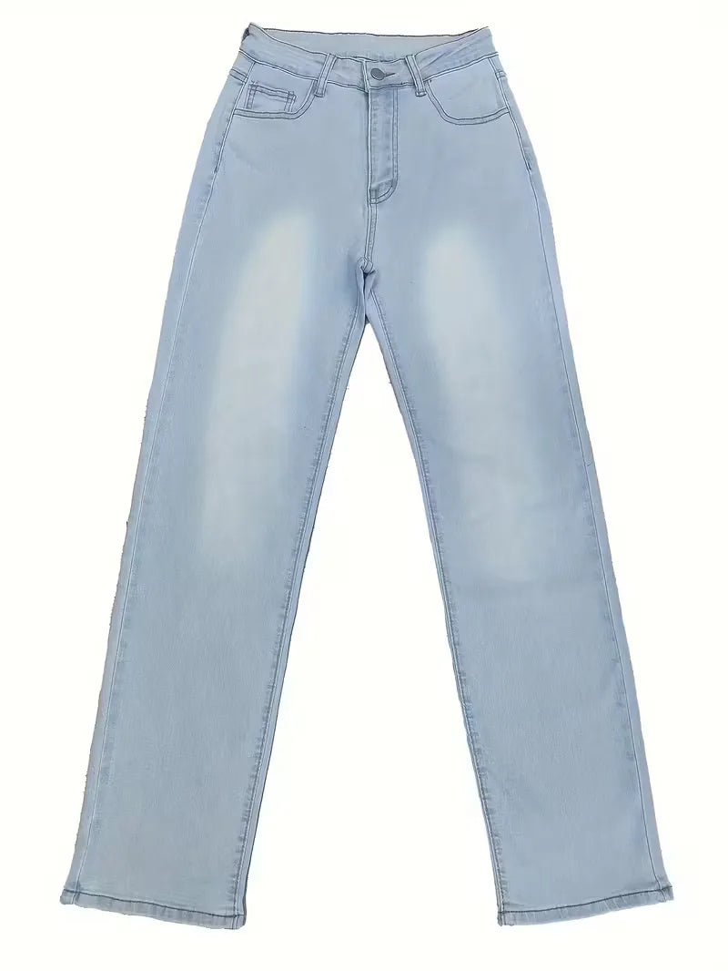 High-Waisted Straight Jeans