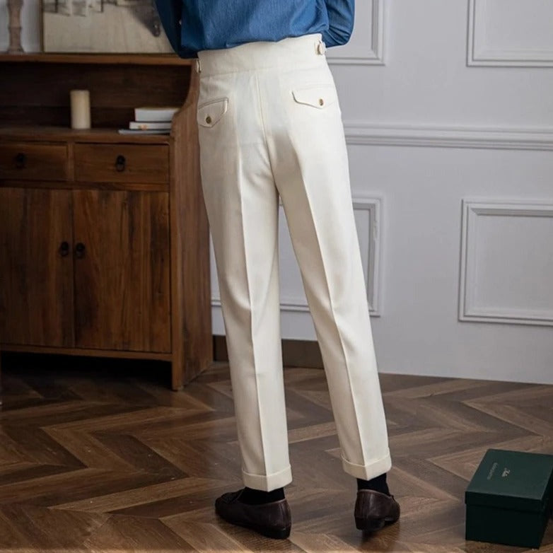 High-Waisted Trousers with Front Pleats