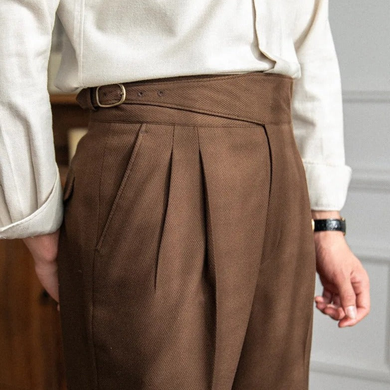 High-Waisted Trousers with Front Pleats