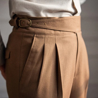 High-Waisted Trousers with Front Pleats