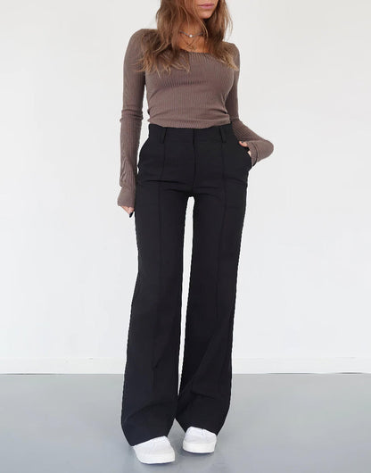 High-Waisted Wide Leg Trousers