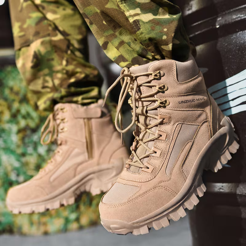 High boots with shock-absorbing sole
