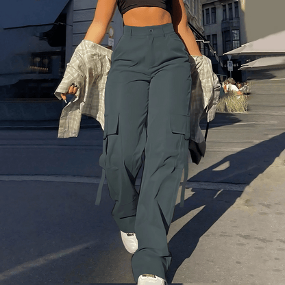 High-waisted cargo pants for women