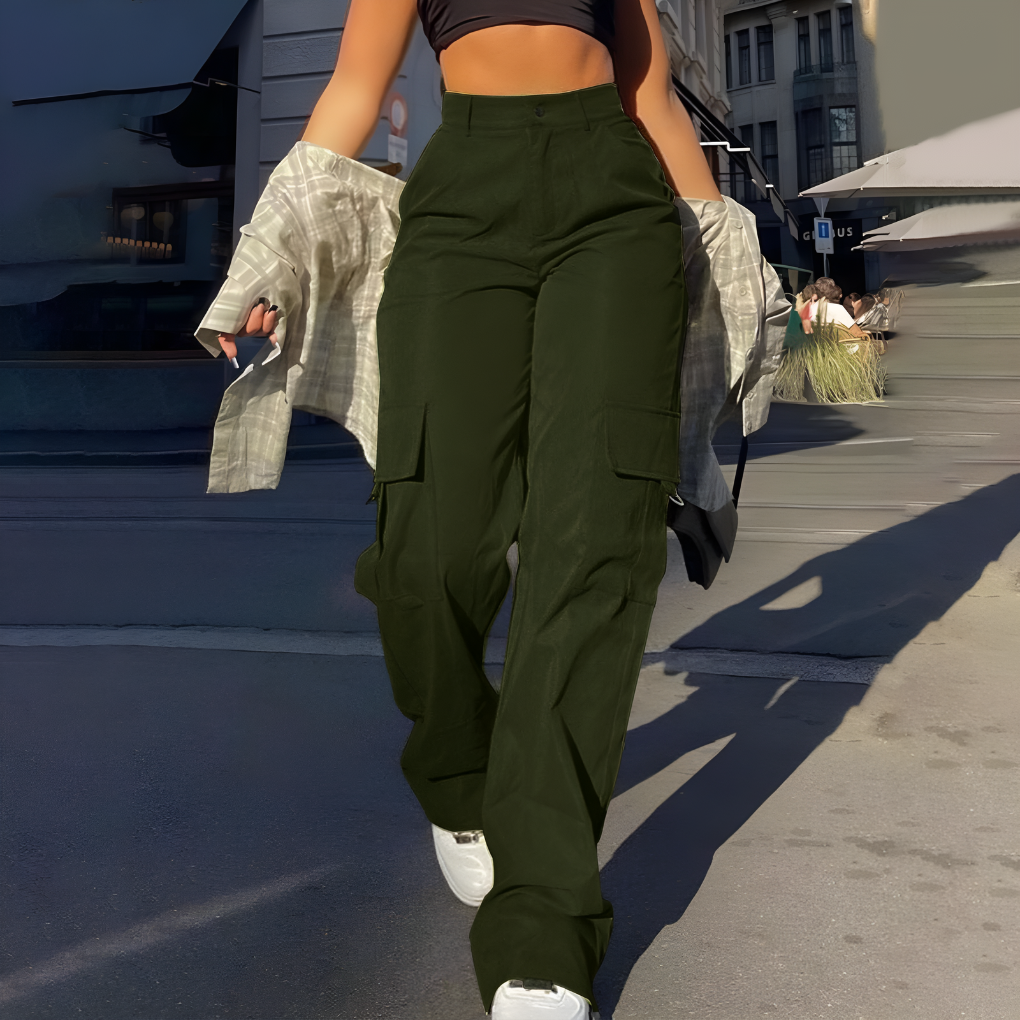 High-waisted cargo pants for women