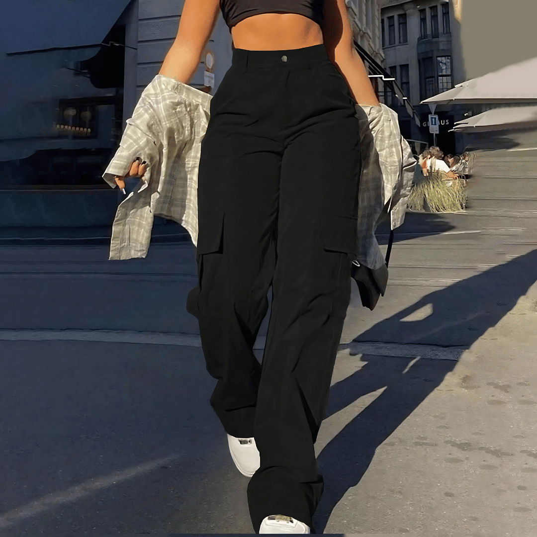 High-waisted cargo pants for women