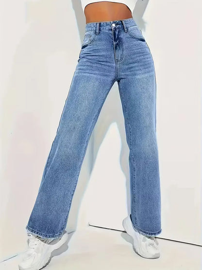 High-waisted straight jeans