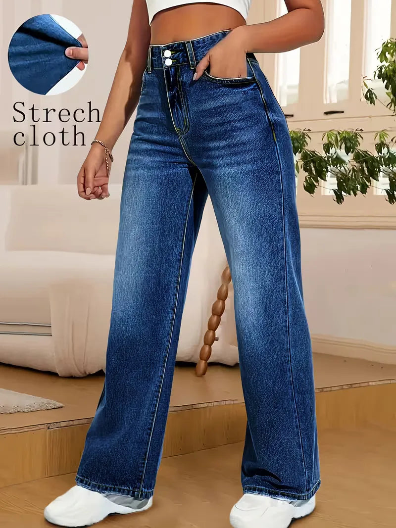 High-waisted straight jeans