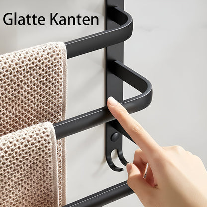 Modern Aluminium Towel Holder with 3 Levels for Bathroom and Space-Saving Use