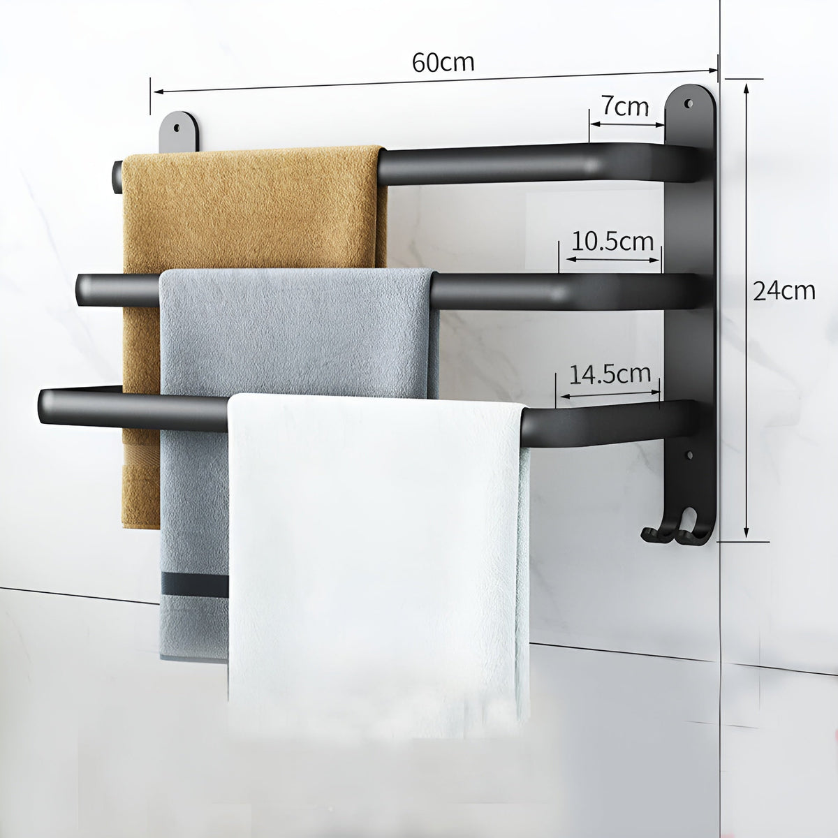 Modern Aluminium Towel Holder with 3 Levels for Bathroom and Space-Saving Use
