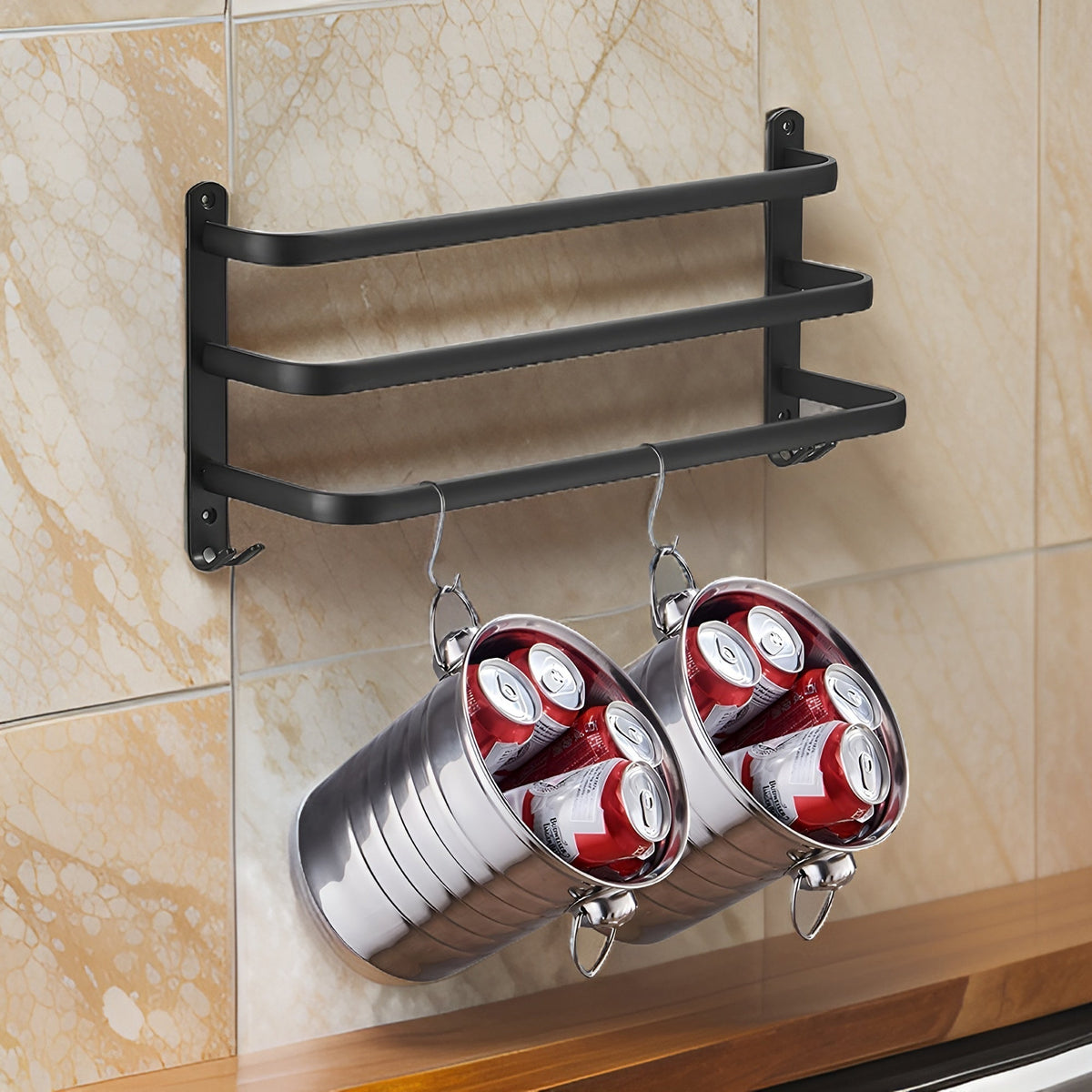 Modern Aluminium Towel Holder with 3 Levels for Bathroom and Space-Saving Use