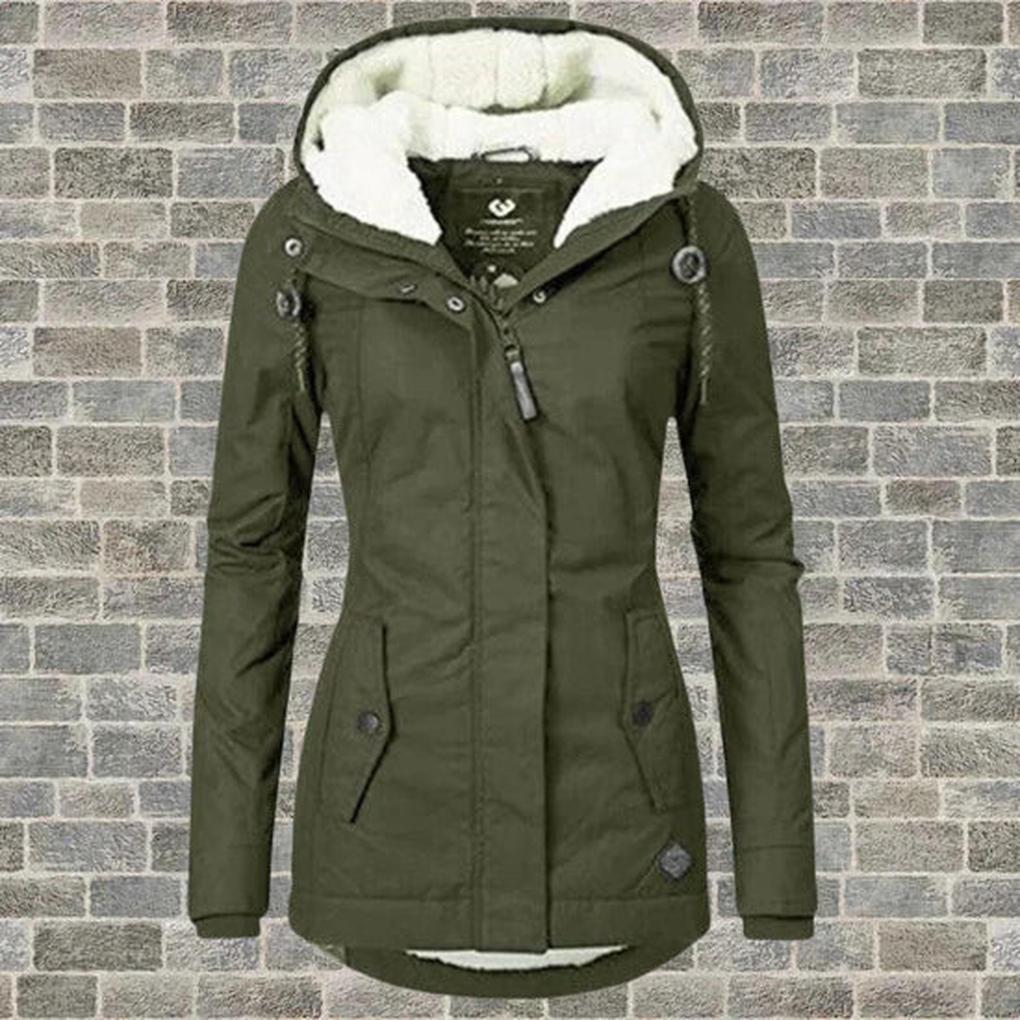 Casaco de inverno com capuz para mulher – quente e elegante