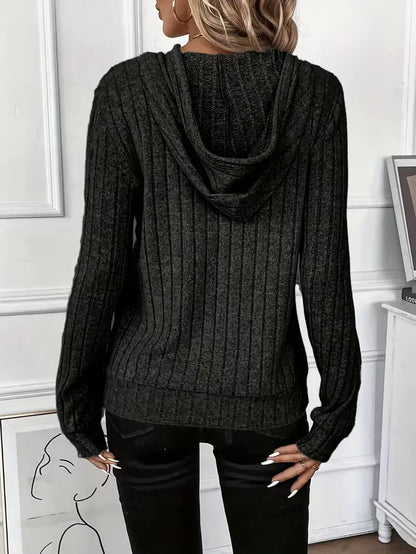Hoodie with Ribbed Texture