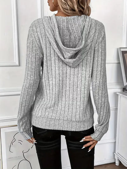 Hoodie with Ribbed Texture