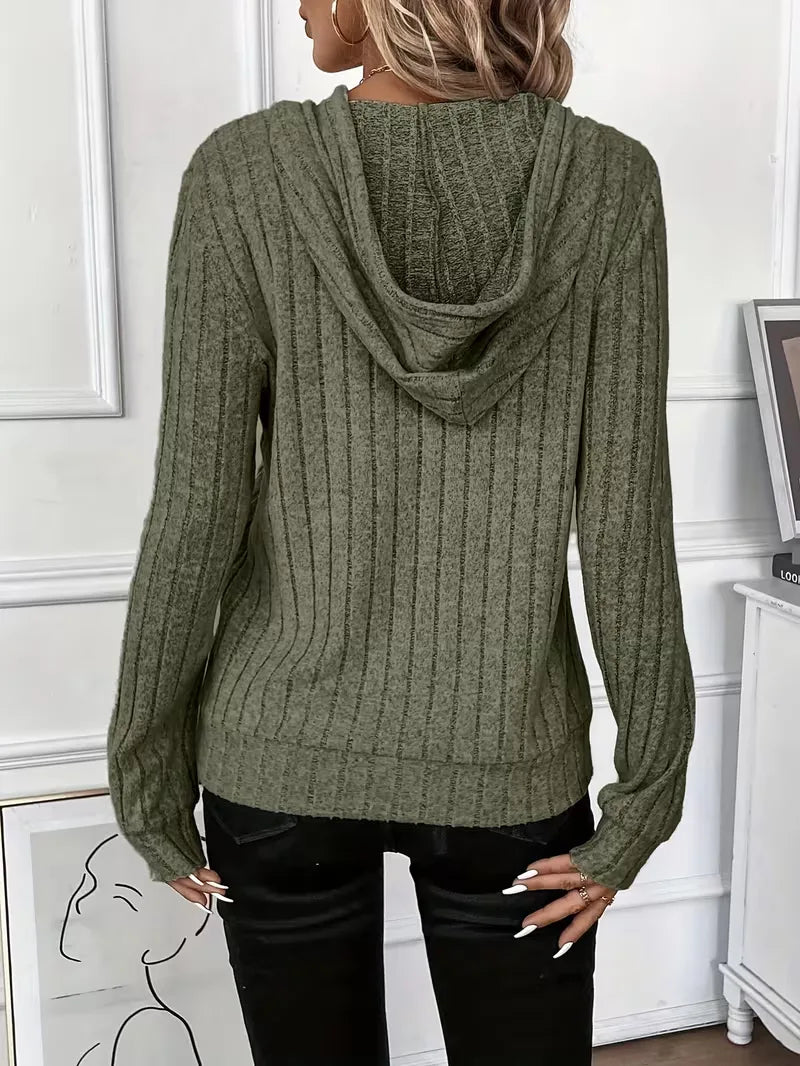 Hoodie with Ribbed Texture