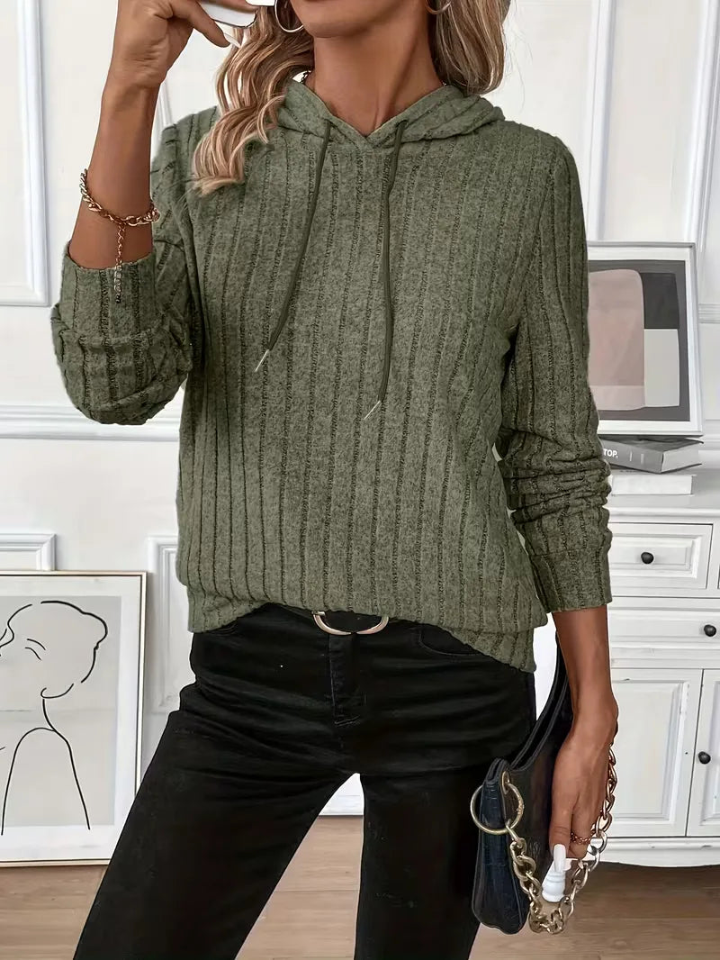 Hoodie with Ribbed Texture