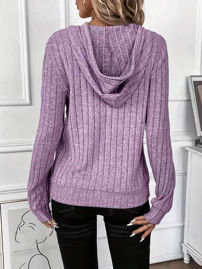 Hoodie with Ribbed Texture