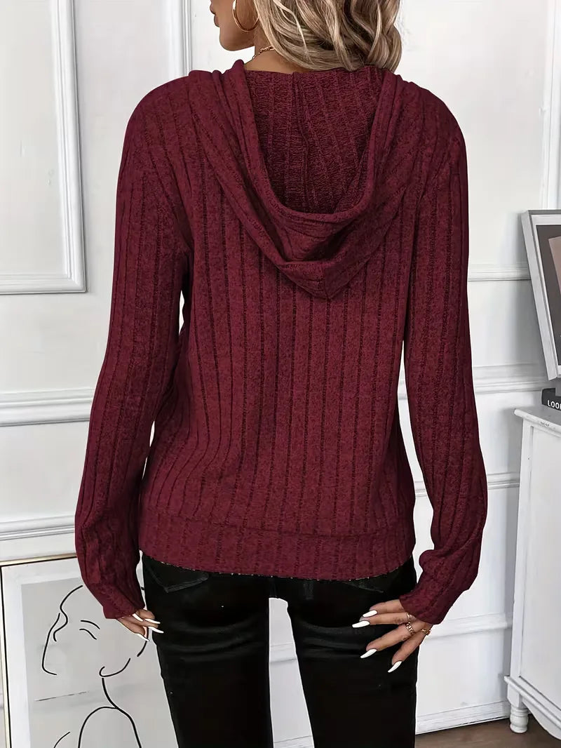 Hoodie with Ribbed Texture