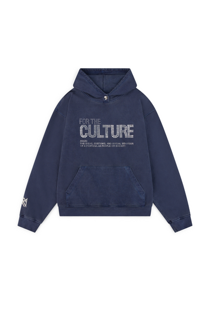 Hoodie with rhinestone print and kangaroo pocket