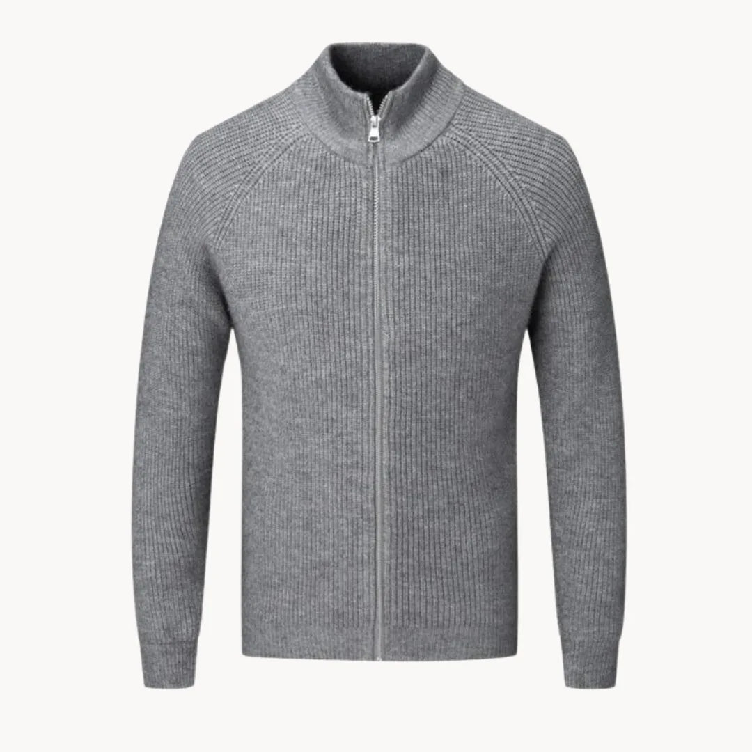 Hugo | Cashmere Jumper with Full Zip and Stand-Up Collar