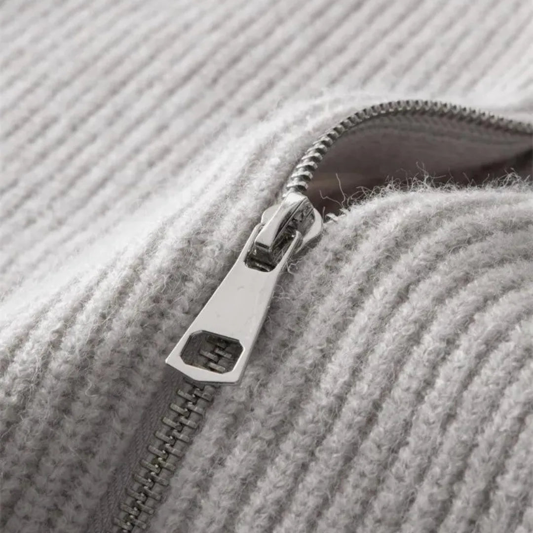 Hugo | Cashmere Jumper with Full Zip and Stand-Up Collar
