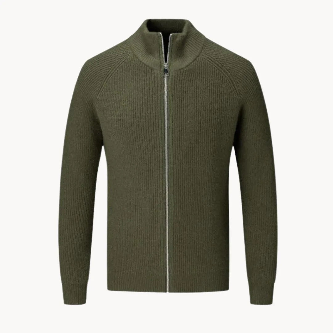 Hugo | Cashmere Jumper with Full Zip and Stand-Up Collar