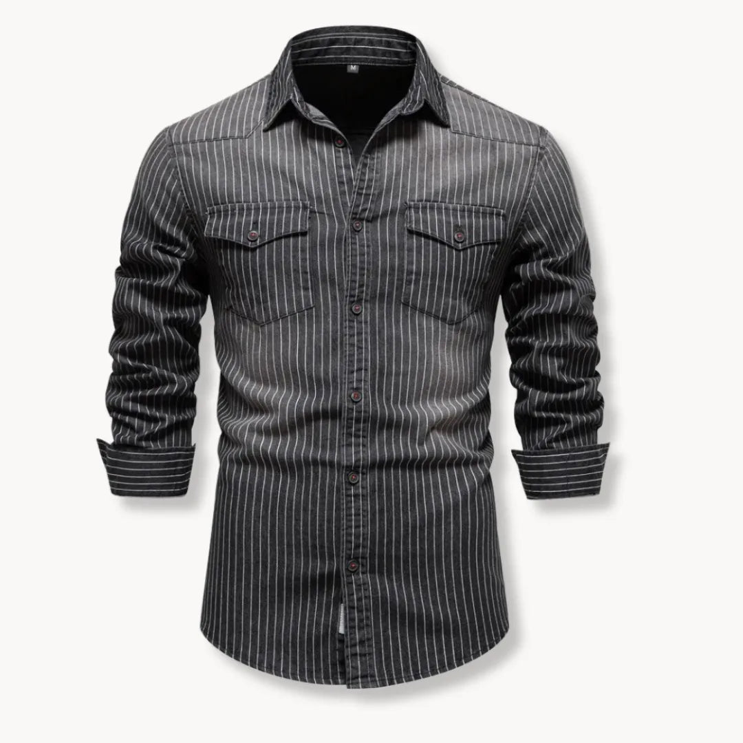 Hugo | Denim shirt with striped pattern and chest pockets
