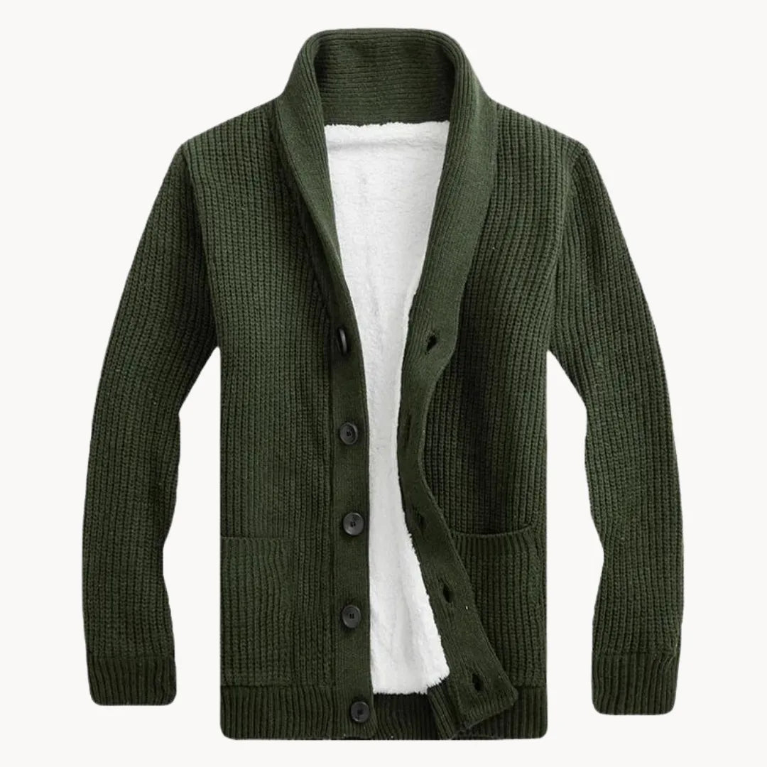 Hugo | Fleece cardigan with shoulder collar and front pockets