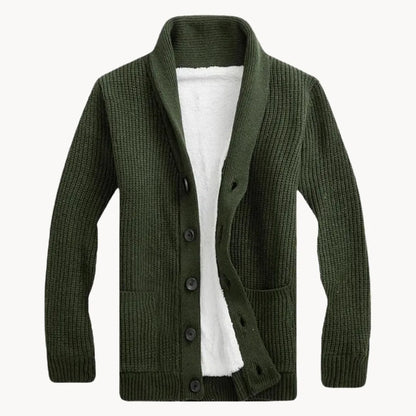 Hugo | Fleece cardigan with shoulder collar and front pockets
