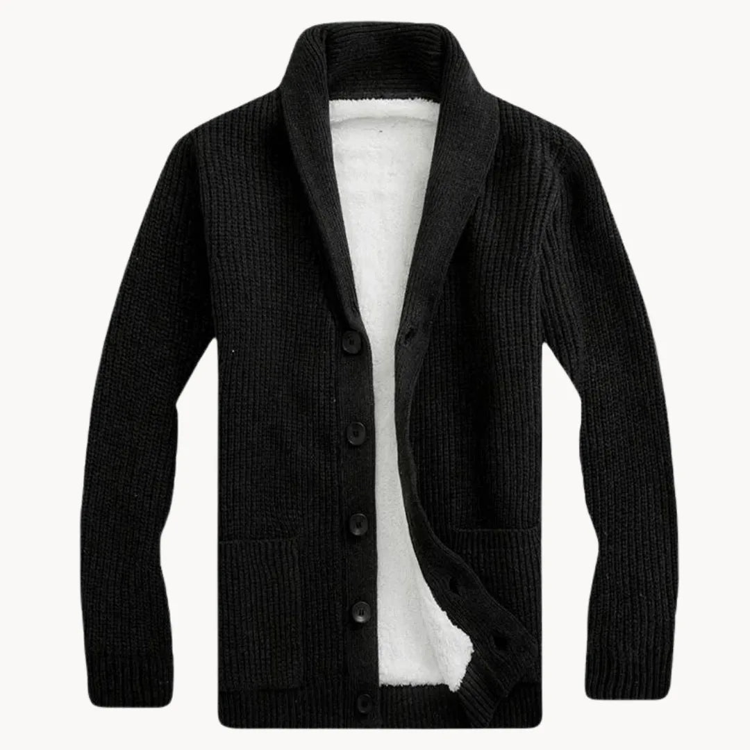 Hugo | Fleece cardigan with shoulder collar and front pockets