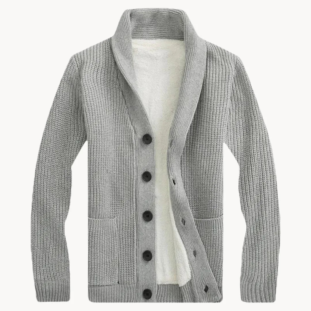 Hugo | Fleece cardigan with shoulder collar and front pockets