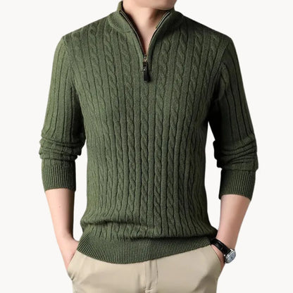 Hugo | Jumper with Cable Pattern and Quarter Zip