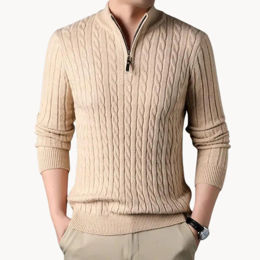 Hugo | Jumper with Cable Pattern and Quarter Zip