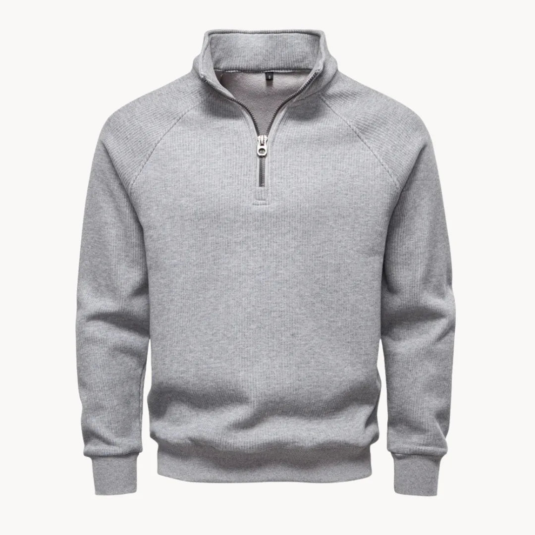 Hugo | Jumper with Quarter Zip and Stand-Up Collar