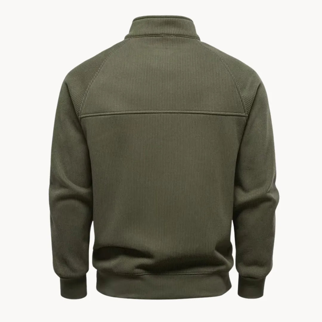 Hugo | Jumper with Quarter Zip and Stand-Up Collar